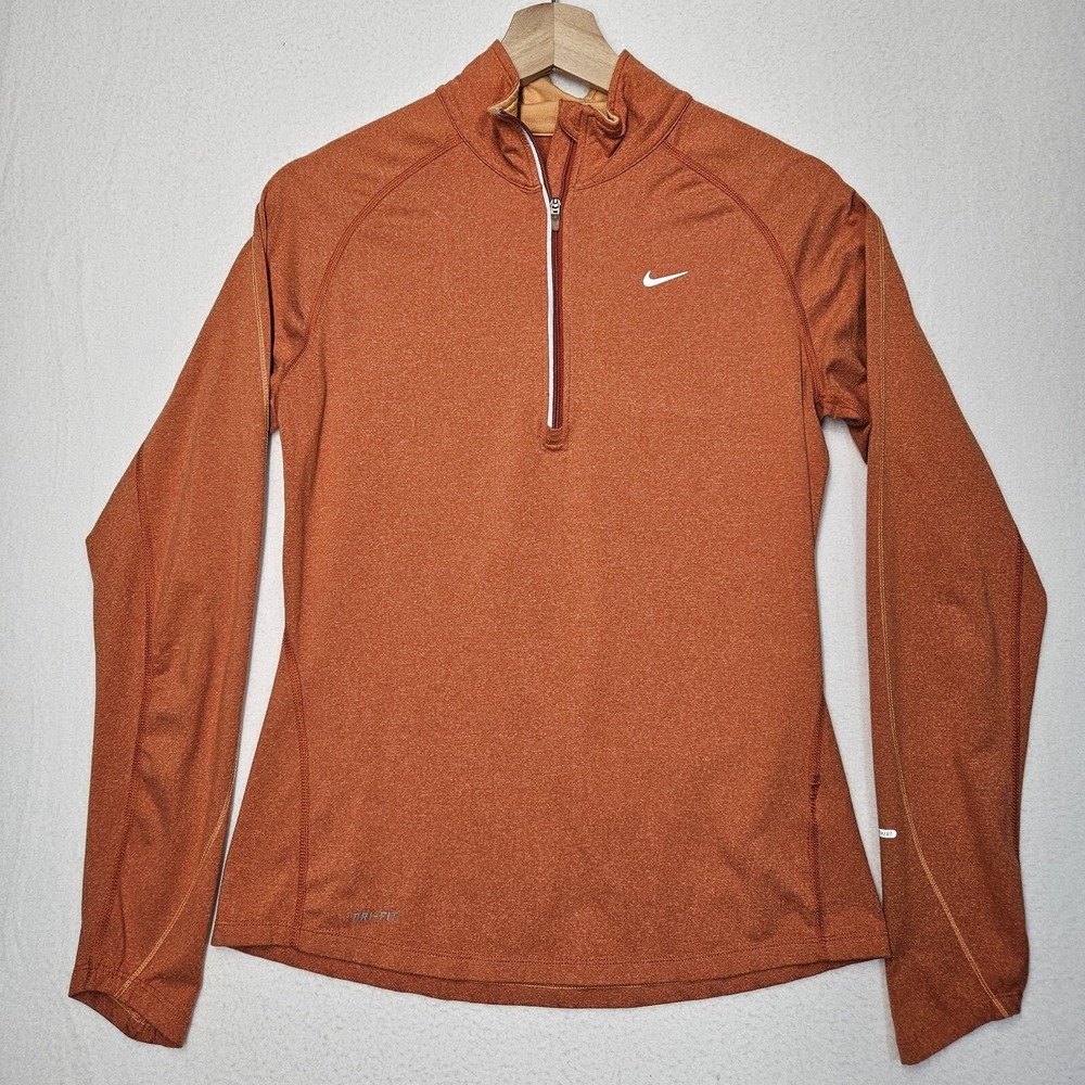 Nike Dry Fit Element Womens 1/4 Zip Shirt Orange Size Med